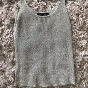 LINDA ALLARD ELLEN TRACY GOLD RIBBED SHIMMER TANK